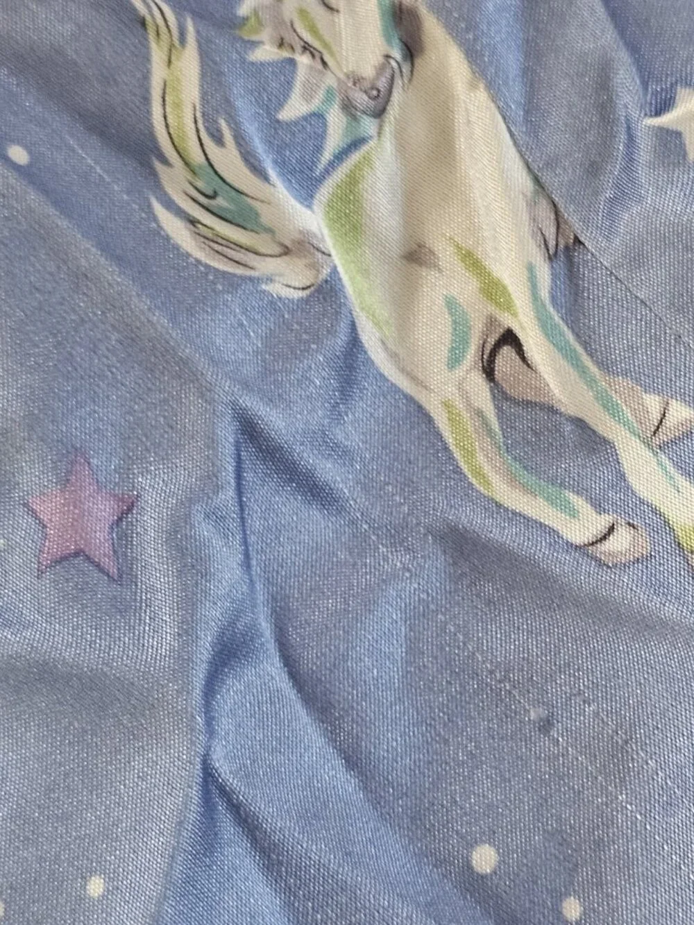 Y2K Nick & Nora Girls Unicorn Pajama Set 2 Piece‎ Sz 4/5 Satin VTG Blue Rainbow